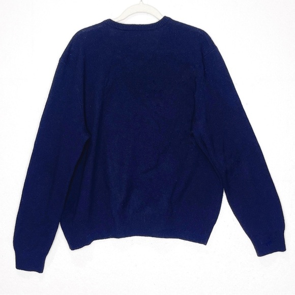 Polo Ralph Lauren Men’s 100% Lambs Wool V-Neck Sweater Embroidered Logo XL Navy - Picture 2 of 5